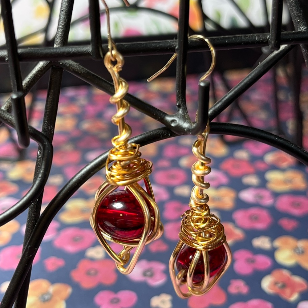 Ruby Glass bead Earrings